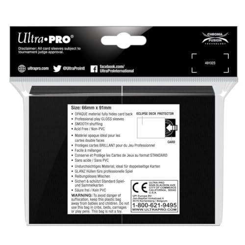 Ultra Pro - Eclipse Gloss Standard Sleeves (100 Pack) - Jet Black - color: Jet Black