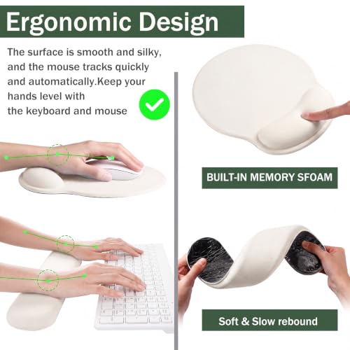 Sabary Scalloped Desk Mat Keyboard Mouse Pad Set 35.5 x 15.7 Inch Green Preppy Table Mat Keyboard Wrist Rest Cute Aesthetic Mouse Pad with Wrist Rest Coaster Ergonomic Non-Slip Waterproof Gaming Desk - color: Green, size: 35.5 x 15.7 Inch