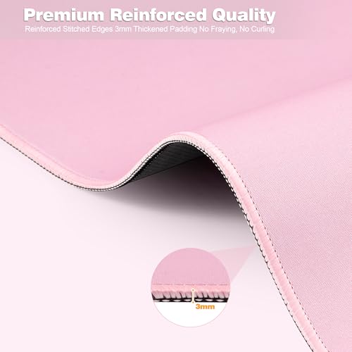 Pink Desk Mat,Large Gaming Mouse Pad 27.5x11.8In(70x30 Pink) | Extended Mouse Pad for Keyboard and Mouse,Non-Slip Rubber Base,Stitched Edges,Smooth Cloth Desk Pad for Gamer/Desktop/Office - color: 70x30 Pinkus