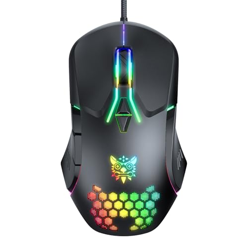 Wired PC Gaming Mouse: High Precision Sensor,RGB Backlit, Adjustable DPI, 7 Buttons Programmable,Ergonomic mice for Office & Gaming on Windows/Mac/Linux/Chrome-Black - color: Black