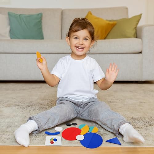 LiKee Wooden Shape Puzzle, 36 Blocks & 60 Cards, Montessori Toy for Kids 3+