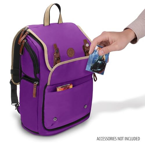ENHANCE Designer Edition TCG Backpack - MTG Deck Bag Card Binder Space, TCG Deck Box Storage, MTG Playmat Holder - Card Storage Compatible with Magic the Gathering, Pokemon, Lorcana (Canvas Purple) - color: Canvas Purple