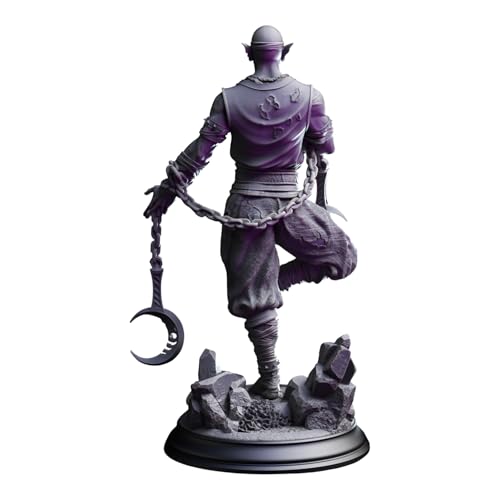 Unpainted DND Uxas the Reborn - Drow Lunar Monk Miniature Figurine, Tabletop Gaming Collectible, Fantasy World, Ideal Gift for Dungeon Masters and Collectors - Designed by DM Stash