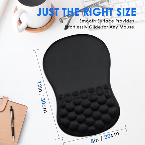Ergonomic Mouse Pad with Wrist Rest, Carpal Tunnel Mousepad Waist Support, Memory Foam Massage Design Pain Relief (ABCD234)