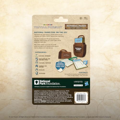 USAopoly Trivial Pursuit: National Park 100th Anniversary | Celebrating the National Park Service Centennial | 600 Trivia Questions & Fun Facts | Perfect Trivial Pursuit Travel Game for Families | lawn-game-equipment