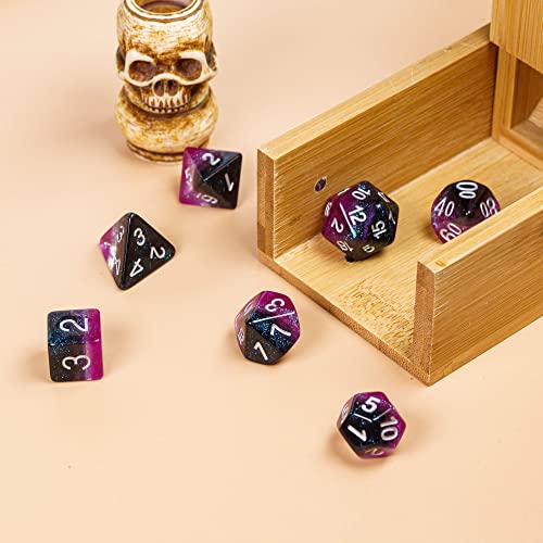 Asexual-Pride Polyhedral DND Dice Set Flag D&D Dice for Board Games | Homosexual Flag, Leather Storage Bag, for Dungeons and Dragons Role Playing Games - color: Flag-asexual-pride