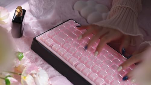 ZORNHER UR82 Wireless Mechanical Keyboard, 75% Pink & Black Creamy Keyboard with Glossy Jelly Cat-Ear Keycaps,Hot-Swappable RGB Gaming Keyboard for Windows/Mac, BT/2.4G/USB-C - color: Pink Jelly Cat-Black Case