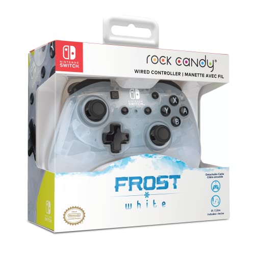 PDP Rock Candy Enhanced Wired Nintendo Switch Pro Controller, Switch Lite/OLED Compatible, Compact Durable Ergonomic Non-Slip Joystick (Frost White) - color: Frost White