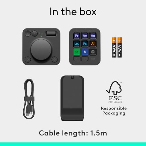 Logitech MX Creative Console 9 Customizable Keys - Graphite | Control Dial, for graphic design, Zoom and Spotify, includes 3-Month Adobe Cloud Membership, Stream Deck Accessories - color: Graphite