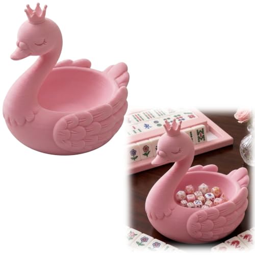 Swan Mahjong Dice Holder Tray Tabletop Game Accessory | Dice Storage Dish for Board Game Setup Poker Dice Organizer Cup for Home Family Entertainment Game Table Use