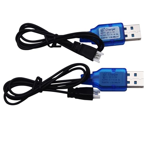 Blomiky 2 Pack 3.7V Lithium Battery USB Charge Cable with MX2.0 Plug Suitable for Some RC Airplane Shark Boat Helicopter Drone Battery / T12 USB