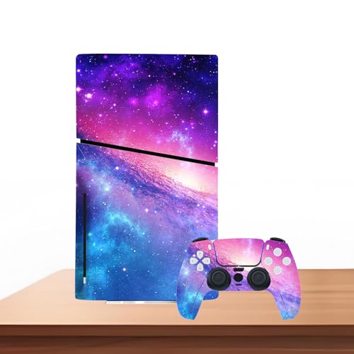 Console Skin Sticker Wrap Compatible with PS5 Slim Disc (Purple) | Protective Vinyl Decal, Game Controller Cover - color: Purple