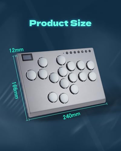 Sehawei All Metal Arcade Stick 16Keys All-Button Controller with Custom RGB & Turbo Functions,Arcade Fighting Stick for PC/Ps3/Ps4/Switch/Steam-Supports SOCD - color: M16 Silvery