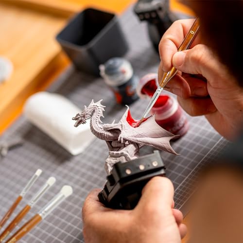 DUGATO Miniature & Dry Brush Set, Brown Model Brush for Warhammer, 15-Piece | Fine Detail Premium Nylon Bristle & Goat Hair Brushes for 40k, DnD, Citadel & Figurine, Feathering for Acrylic Oil Gouache - color: 15pcs Dry & Miniture Brush - Dark Brown