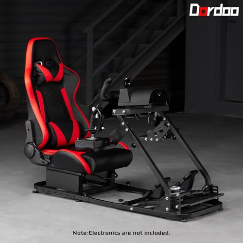Dardoo Flight Simulator Cockpit with Seat Adjustable Fit for Logitech G923, for Saitek, for Thrustmaster T80 T150 HOTAS Warthog, Game Mount, Without Wheel, Shifter Pedal