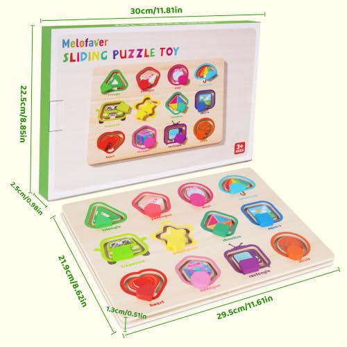Melofaver Montessori Wooden Movable Color Shape Board Puzzle for Toddlers | Wooden Shape Matching Game, Preschool Educational Learning Toys, Christmas Birthday Gifts for Kids 3 4 5 Years Old Boys Girls