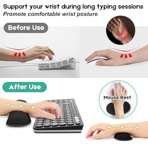 Excel Cheat Sheet Mouse Pad Set | 3-Piece XXL Ergonomic Desk Mat with Wrist Rest for Office & Gaming(Black) - color: Black(XXL 3-Pack), size: 35.5L x 15.8W inches