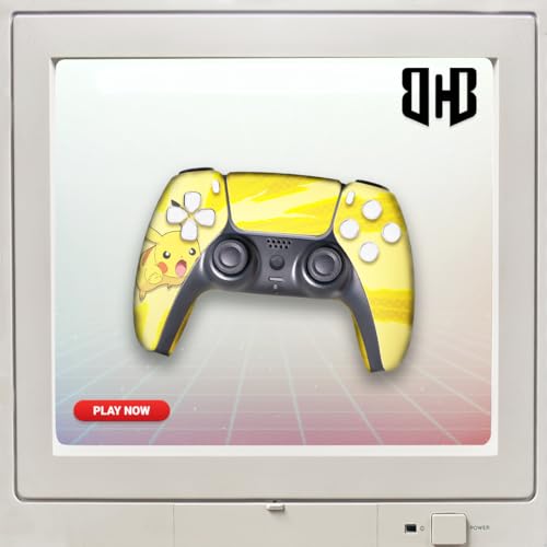Pikachhu Custom PS-5 Controller Wireless compatible with Play-Station 5 Console by BCB Controllers | Proudly Customized in USA with Permanent HYDRODIP Printing(NOT JUST A SKIN)(MODDED) - color: Pikachhu, size: Modded - Front & Back Print