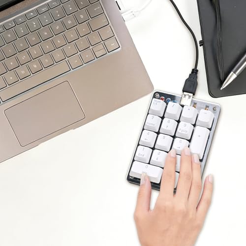 Icstation Numeric Keypad Soldering Practice Kit, 17 Key USB Hot-Swappable Blue Switches Mechanical Number Pad with PBT Keycaps STEM Soldering Project for School Learning Hobbyists Laptop PC Computer