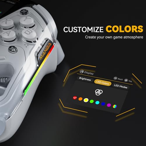 ManbaOne Interactive Screen Wireless Gaming Controller for PC/Switch/Switch 2/iOS/Android,Hall Effect Stick & Trigger,RGB Lighting,Remappable Buttons,1800mAh with Charging Dock (White) - color: White