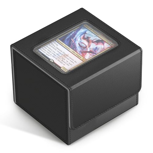 Kabinka MTG Deck Box with Window, Commander Deck Box for Trading Cards, Holds 110+ Double Sleeved Cards, Fits TCG CCG EDH (Black) - color: Black Gray