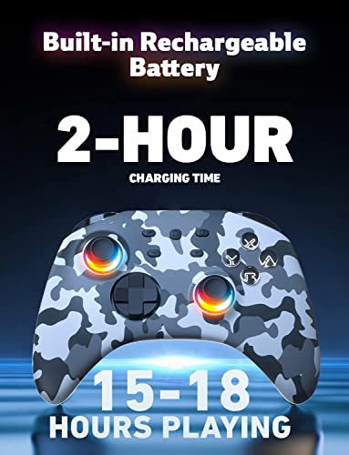 PHNIXGAM Wireless Controller for Switch, Bluetooth Controller Compatible with Switch/Switch Lite/Switch OLED, Windows PC/Steam/Steam Deck/iOS 16.0 and Above/ Android 10.0 and Above, with Programmable Buttons, RGB, Motion Control/Vibration/Turbo (Camo) - c