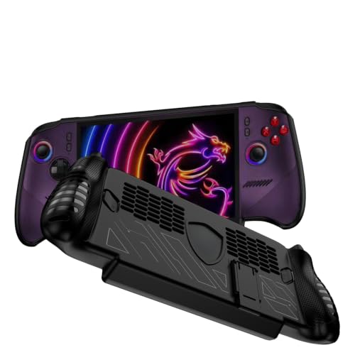 Protective Cover Case for MSI Claw 8 EX AI+ Gaming Handheld Console with Stand Base, Ergonomic Grip Cover Shockproof TPU Protective Sleeve for MSI Claw 8 EX AI+ Accessories