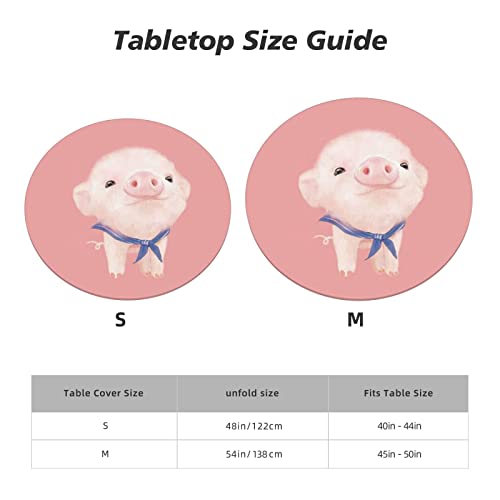 Famame Cute Pink Pig Fitted Round Tablecloth Waterproof Table Cloth with Elastic Edge Wipe Clean Table Covers for Indoor Outdoor Fits 45"-50", Medium - color: Pink Pig