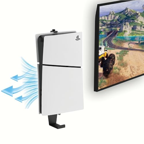 Wall Mount for PS5/ PS5 Slim/ PS5 Pro - With 2 Controller Mounts, Vertical Display, Open Design- Black Gaming Console Holder & Stand Kits