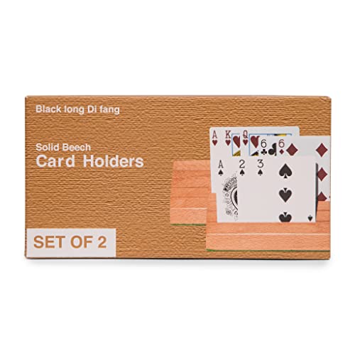 Black long Di fang Standard Size Solid Beech Playing Card Holder-2 Piece Set-Card Storage