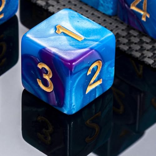10 Pieces Polyhedral D6 Dice Set, 6 Sided Dice 16mm Square Edge Dice for RPG MTG DND Table Games (Purple Blue) - color: Purple Blue