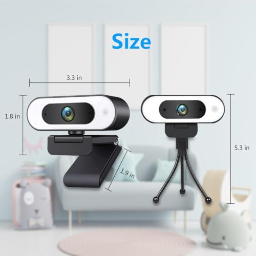 1080P USB Camera Compatible with Switch 2/PC/Mac/Laptop | Ring Light & 3-Level Brightness - Streaming Camera with Built-in Mic, Tripod & Plug&Play for Zoom/Skype/Facetime - color: Black-02