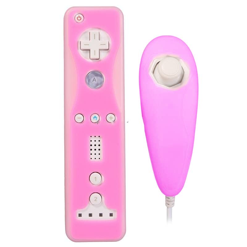 Soft Silicone Cover Case Skin Pouch for Wii Remote Nunchuk Controller Left and Right Joystick Silicone Case Soft Skin Cover (Pink) - color: Pink