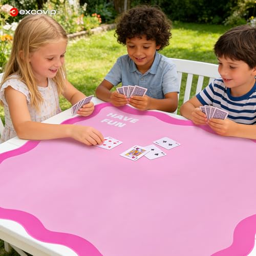 excovip Pink Mahjong Mat for Table, 32.5" x 32.5" Non-Slip Noise Reduction Mahjong Mat for Gifts, Mahjong, Poker, Board Games, Dominoe 1073 - color: 32.5x32.5inch-pink