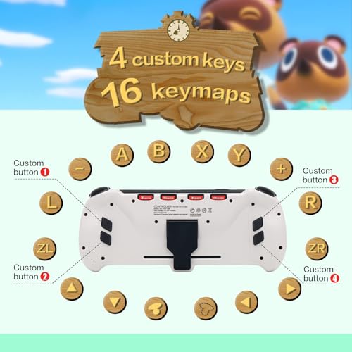 ECHZOVE Upgrade Nintendo Switch OLED Controller Grip - Ergonomic Animal Crossing Style Controller with Joystick, NFC, Turbo, Six-Axis Gyro, Dual Vibration, Wake-Up & Card Slots - color: Animalcrossing