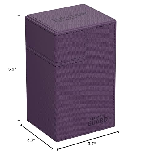 Ultimate Guard Flip'n'Tray 80+, Deck Case for 80 Double-Sleeved TCG Cards + Dice Tray, Purple, Independent Magnetic Closure & Microfiber Inner Lining - color: Purple, size: 80+