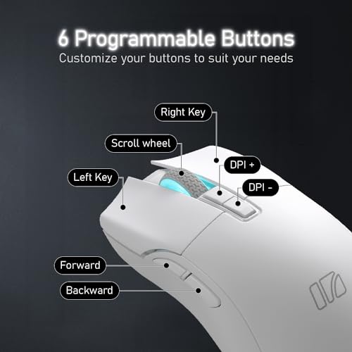 i-rocks iRocks IRM31R RGB Backlight, Wireless Lightweight Gaming Mouse, Tri-Mode Connection, Kailh GM8.0 Mouse Switches, Advanced PixArt PAW3395 Optical Sensor, Resolution Up to 26,000 DPI - White - color: White