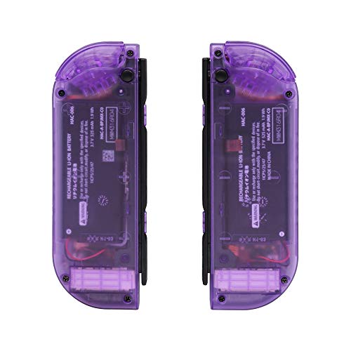 eXtremeRate Clear Atomic Purple Joycon Handheld Controller Housing (D-Pad Version) with Full Buttons, DIY Replacement Shell Case for Nintendo Switch & Switch OLED Joy-Con – Console Shell NOT Included - color: Clear Atomic Purple