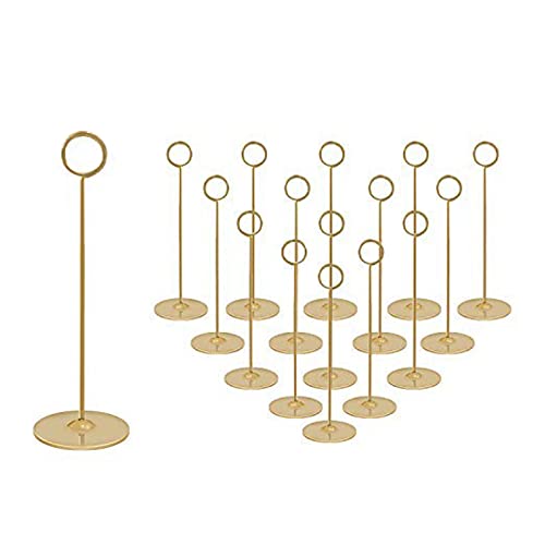 Urban Deco 16 Pieces Table Card Holder 8 inches Table Number Holders Place Steel Card Holders for Photos, Food Signs, Memo Notes, Weddings, Restaurants, Birthdays (Gold) - color: Gold