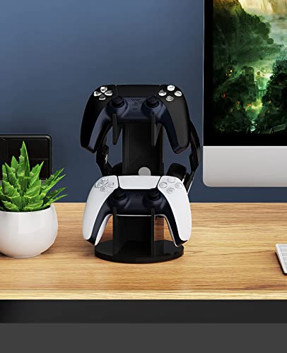 MoKo Universal Game Controller & Headset Stand, 2-in-1 Holder Acrylic | Premium acrylic, crystal clear. 2-in-1 for controller and headset. Non-slip base. Fits Switch, PS5, PS4, Xbox. - color: Black