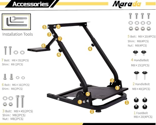 Marada G920 Racing Simulator Cockpit Compatible with Logitech G27 G25 G29 G920,for Thrustmaster Pro Gaming Steering Wheel Stand,Wheel and Pedals Not Included
