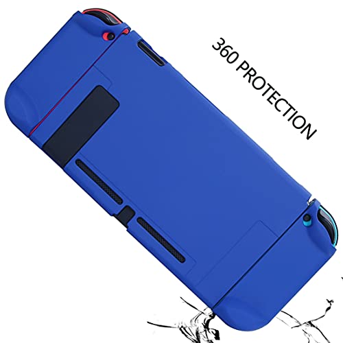 Dockable Case for Nintendo Switch - COMCOOL 3 in 1 Protective Cover Case for Nintendo Switch and Joy-Con Controller with Screen Protector and Thumb grips - Dark Blue - color: Dark Blue