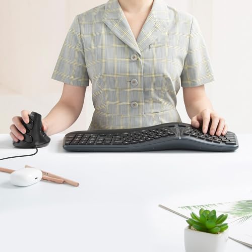 DELUX 유선 인체 공학적 수직 마우스, 중손을 위한 수직 마우스, 탈착식 손목 받침대, 무소음 클릭 Ergo 마우스, 최대 4200 DPI, 6개의 프로그래밍 가능한 버튼, 노트북/PC와 호환 (M618XU-블랙) - color: 블랙., style: 유선