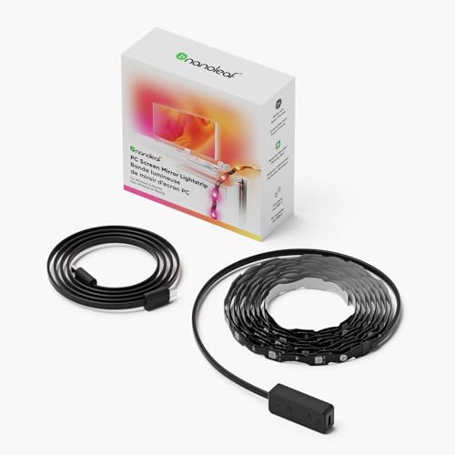 Nanoleaf PC Screen Mirror Lightstrip, 2.5M RGB IC Zigzag Backlights for 27-32 inch Monitor with Music Sync, Smart USB-C Trimmable Strip, 75 LEDs, Desktop App Control