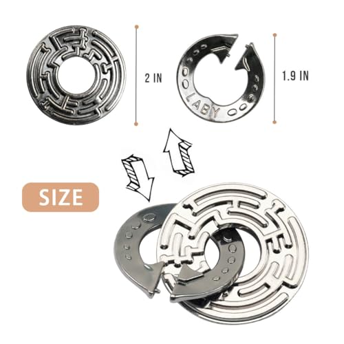3PCS Fun Metal Brain Teaser Puzzle Games - Adults Mind 3D Toys -Teens IQ Insight Challenge - Educational Gift for Ages 12+ - color: B 3pcs Quartet Set, size: Large Size