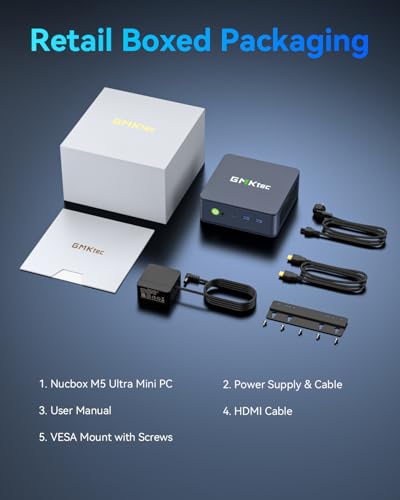 GMKtec M5 Ultra Gaming Mini PC Ryzen 7 7730U (Upgraded 7430U/ 5825U), 32GB RAM 512GB SSD Dual NIC LAN 2.5GbE Desktop Computers, Triple 4K Display, WiFi 6E, USB-C, BT 5.2, DP, HDMI 2.0 - size: R7 7730U 32GB DDR4 + 512GB