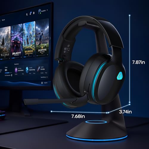 AOC 2.4GHz Wireless Gaming Headphones for PS5, PS4 Fortnite & Call of Duty/FPS Gamers, PC, Switch, Bluetooth 6.0 Gaming Headset with Noise Canceling Mic, 7.1 Virtual Surround, 45Hr Battery -Black - color: Black