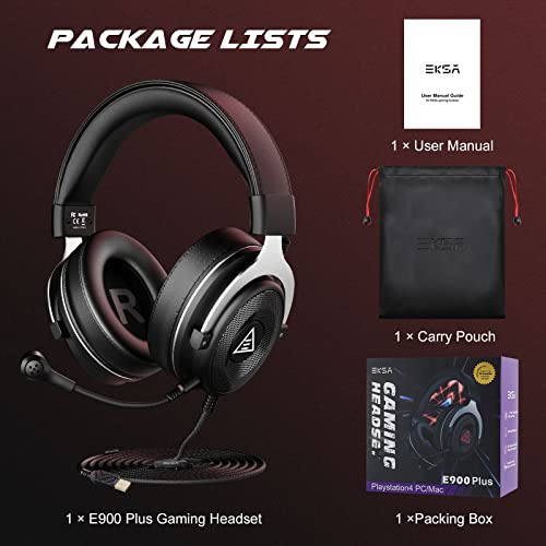 EKSA USB Gaming Headset - PC Headset with Noise Canceling Microphone/Mic, 7.1 Surround Sound, 50 MM Drivers, Memory Foam Ear Pads, Gaming Headphones for PS4 PS5 Laptop Computer