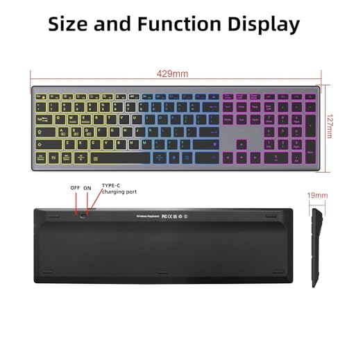 Cuifati 110 Keys RGB Backlit Wireless Keyboard with 7-Color Customizable Lighting and Silent Scissor Switches