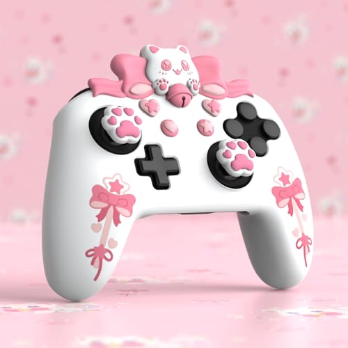 PlayVital Sweetheart Kitty Silicone Skin Compatible with Nintendo Switch Pro Controller Kawaii Anti-Slip Cover, Switch Pro Controller Joystick Grips & Protective Silicone Case - White - color: White
